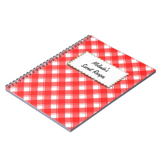 Custom Rezept Notebook Red and White Kariert Patte Notizblock (Linke Seite)