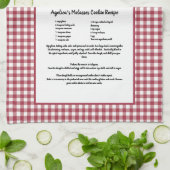 Custom Rezept Red White Farmhouse Buffalo Kariert Geschirrtuch (Gefaltet)