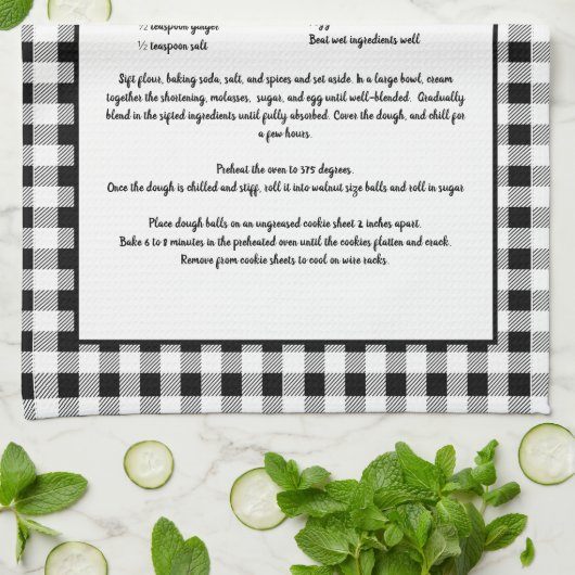 Custom Rezept Schwarz-weiß Bauernhof Buffalo Karie Geschirrtuch (Gefaltet)