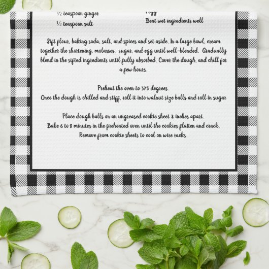 Custom Rezept Schwarz-weiß Bauernhof Buffalo Karie Geschirrtuch (Gefaltet)