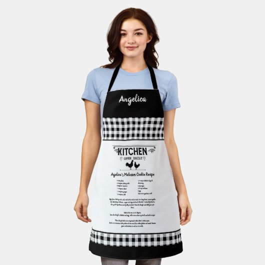 Custom Rezept Schwarz-weiß Bauernhof Buffalo Karie Schürze (Getragen)