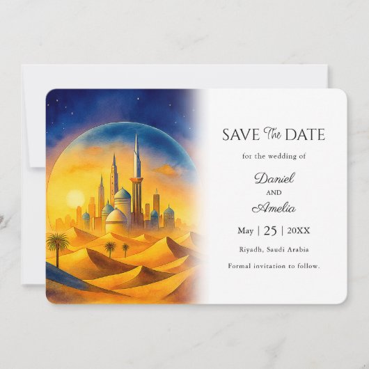 Custom Riad Saudi-Arabien Zielort Save The Date (Vorderseite)