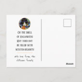 Custom "Riech von Halloween" Katze Hexe Postkarte (Rückseite)