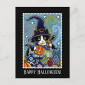 Custom "Riech von Halloween" Katze Hexe Postkarte (Vorderseite)