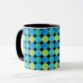 Custom Ringer Tasse: Blue Moons on Grid Pattern Tasse (Vorderseite Links)