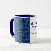 Custom Ringer Tasse, Dunkelblau, Gold-Effekt-Muste Tasse (Vorderseite Links)