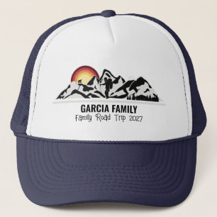 Custom Road Trip Mountain Sunset Family Urlaub Truckerkappe