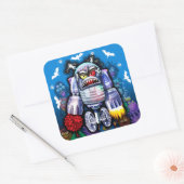 Custom Robo Monster Halloween Sticker. Quadratischer Aufkleber (Umschlag)