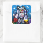 Custom Robo Monster Halloween Sticker. Quadratischer Aufkleber (Tasche)