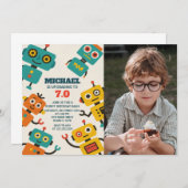 Custom Robot Birthday Einladung mit Foto (Vorne/Hinten)