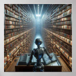Custom Robot Librarian Wall Poster