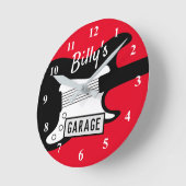 Custom rock & roll guitar car garage wall clock runde wanduhr (Winkel)