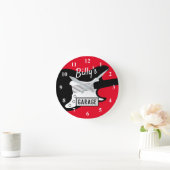 Custom rock & roll guitar car garage wall clock runde wanduhr (Zuhause)
