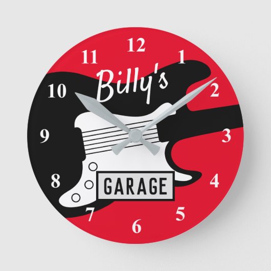 Custom rock & roll guitar car garage wall clock runde wanduhr (Vorderseite)