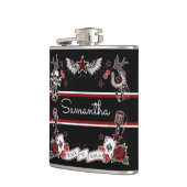 Custom Rockabilly Rock & Roll Microphone Tattoo Hi Flachmann (Links)