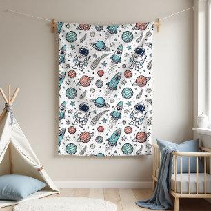 Custom Rocket Blanket Planets Geschenk für Baby Bo Fleecedecke