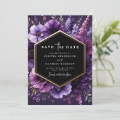 Custom Romance Lila Floral Wedding Save The Date (Stehend Vorderseite)