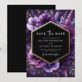Custom Romance Lila Floral Wedding Save The Date (Vorne/Hinten)