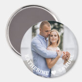 Custom Romantic Couple Photo  with Names & Love Magnet (Vorderseite/Rückseite)