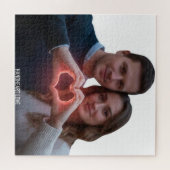 Custom Romantic Couple Real-View Heart Hands Winte Puzzle (Horizontal)