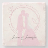 Custom Romantic Dreamy Pink Wedding Couple Steinuntersetzer (Vorderseite)