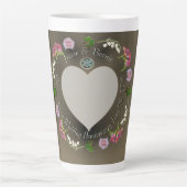 Custom Romantic Event Floral Heart Foto Milchtasse (Vorderseite)