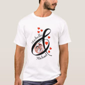 Custom Romantic Foto First Names Heart T-Shirt (Vorderseite)