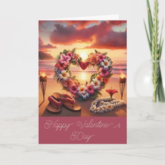 Custom Romantic Hawaiian Postcard Dankeskarte (Vorderseite)