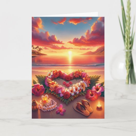 Custom Romantic Hawaiian Postcard Dankeskarte (Vorderseite)