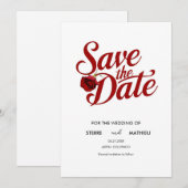 Custom Romantic Rote Rose Wedding Save The Date (Vorne/Hinten)