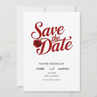 Custom Romantic Rote Rose Wedding Save The Date
