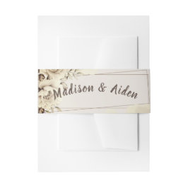 Custom Romantic Rustic White Roses Einladungsbanderole