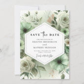 Custom Romantic Typografy Sage Green Wedding Save The Date (Vorderseite)