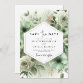 Custom Romantic Typografy Sage Green Wedding Save The Date (Vorne/Hinten)