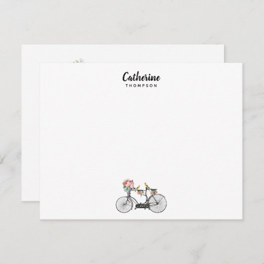 Custom Romantic Vintag Bicycle Blume Vögel Mitteilungskarte (Vorne/Hinten)