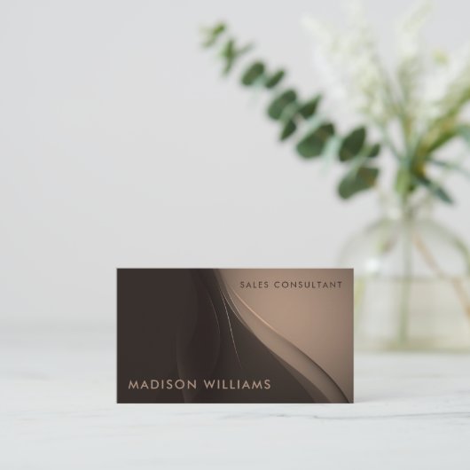 Custom Rosa Dark Brown Elegant Beruflich Visitenkarte (Stehend Vorderseite)