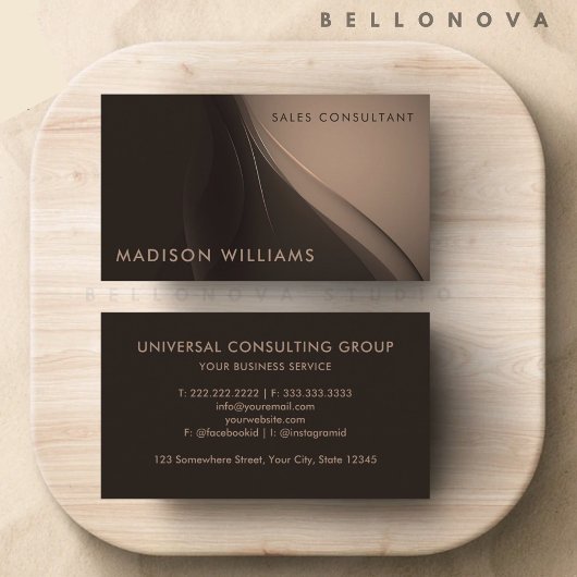 Custom Rosa Dark Brown Elegant Beruflich Visitenkarte