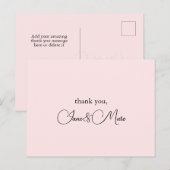 Custom rosa Elegante Kalligrafie Danke Karten (Vorne/Hinten)