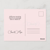 Custom rosa Elegante Kalligrafie Danke Karten (Rückseite)