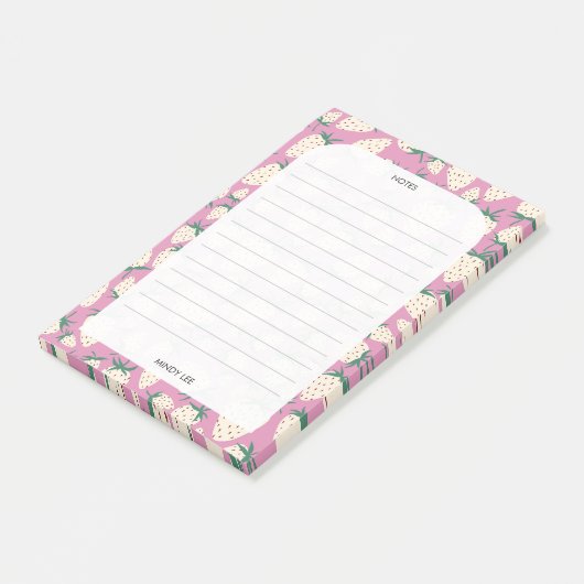 CUSTOM Rosa Erdbeeren Lebensmittelgeschäft Anfänge Post-it Klebezettel (angewinkelt)