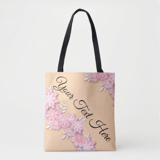 Custom Rosa Floral Totbeutel - Personalisierter Te Tasche (Vorderseite)