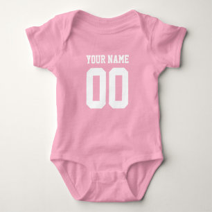 Custom rosa Football Jersey Nummer Baby Bodysuit Strampler