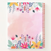 Custom Rosa & Green Floral Notebook mit Namen Notizblock (Rückseite)