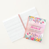 Custom Rosa & Green Floral Notebook mit Namen Notizblock (Innenseite)