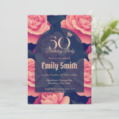 Custom Rose Flower Birthday Einladung (Stehend Vorderseite)