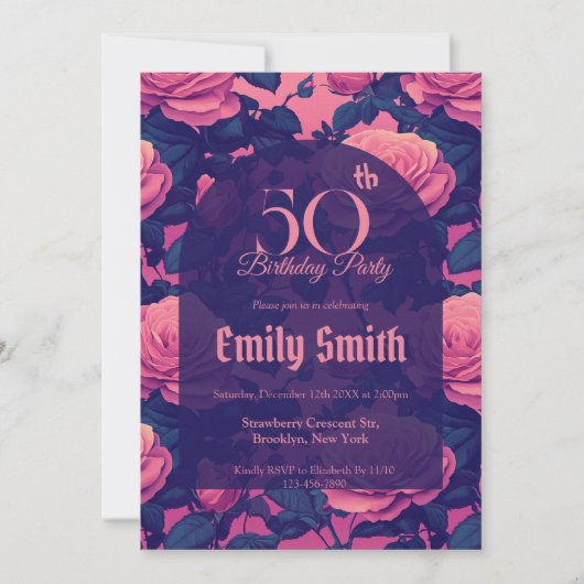 Custom Rose Flower Birthday Einladung (Vorderseite)