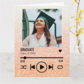 Custom Rose Gold Abschluss Foto Song Playlist Karte (Gelbe Blume)