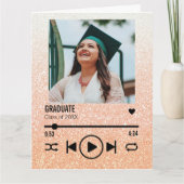 Custom Rose Gold Abschluss Foto Song Playlist Karte (Vorderseite)