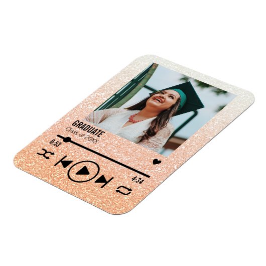 Custom Rose Gold Abschluss Foto Song Playlist Magnet (Linke Seite)