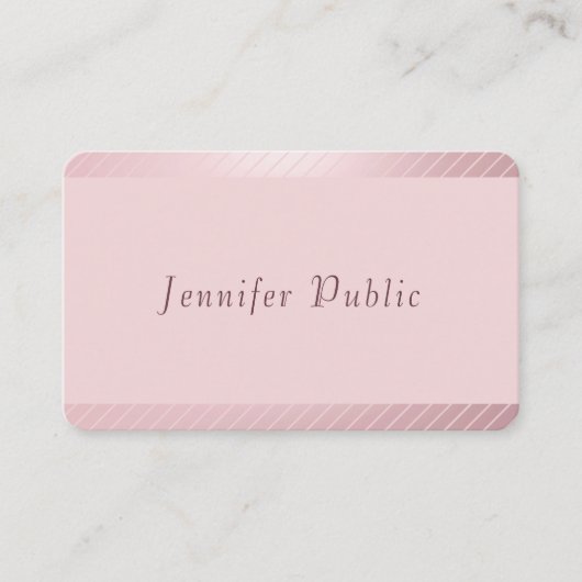 Custom Rose Gold Elegante Moderne Moderne Einfach Visitenkarte (Vorderseite)